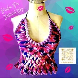 CROCHETED PINK AND PURPLE FESTIVAL OR SWIM TOP